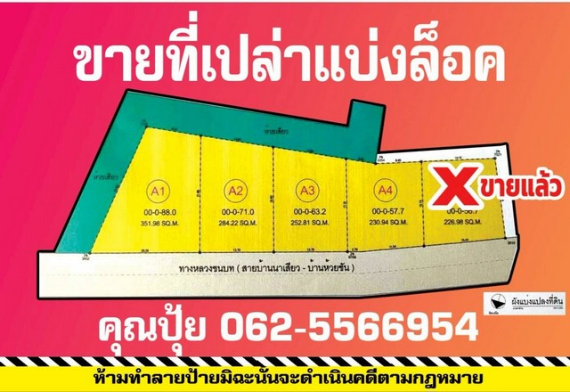 ขายที่เปล่าชัยภูมิ..ขายที่แบ่งล็อค เนื้อที่ 336.6 ตร.ว โฉนดปลอดภาระ